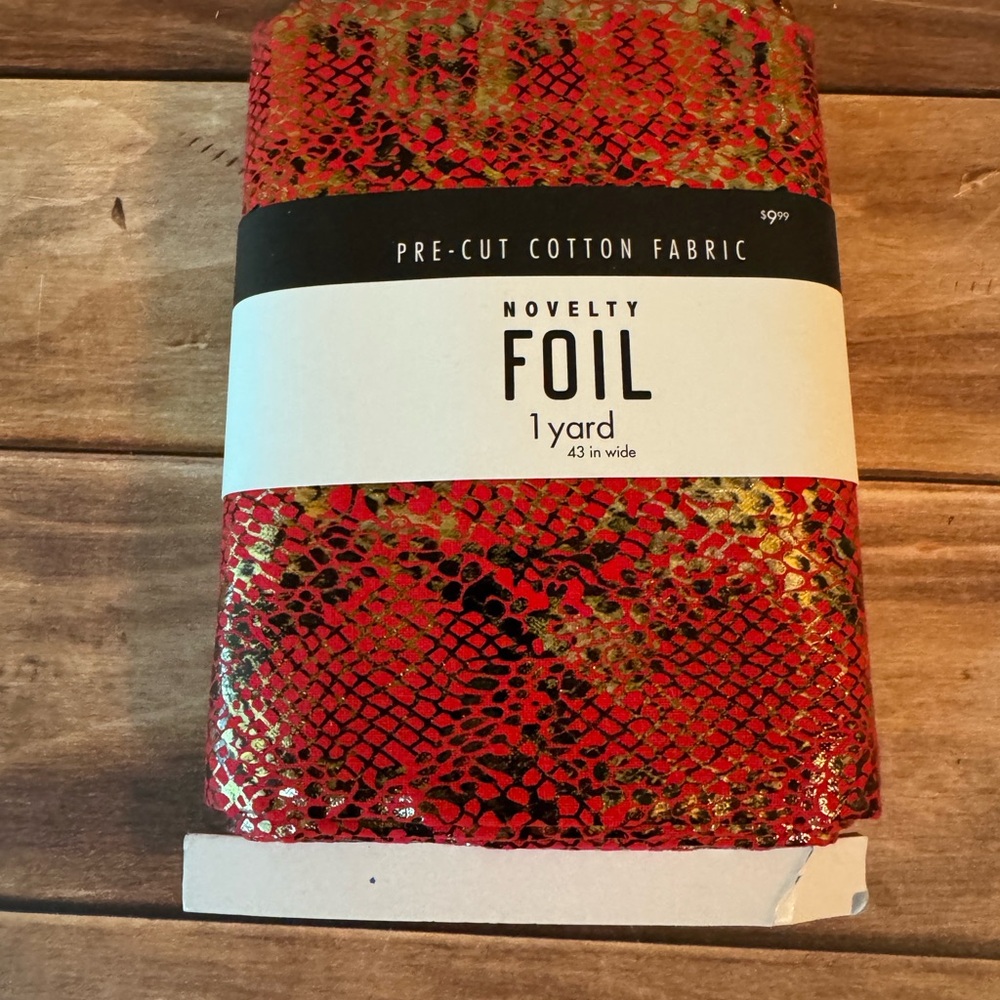 Red and Gold Novelty Foil Fabric